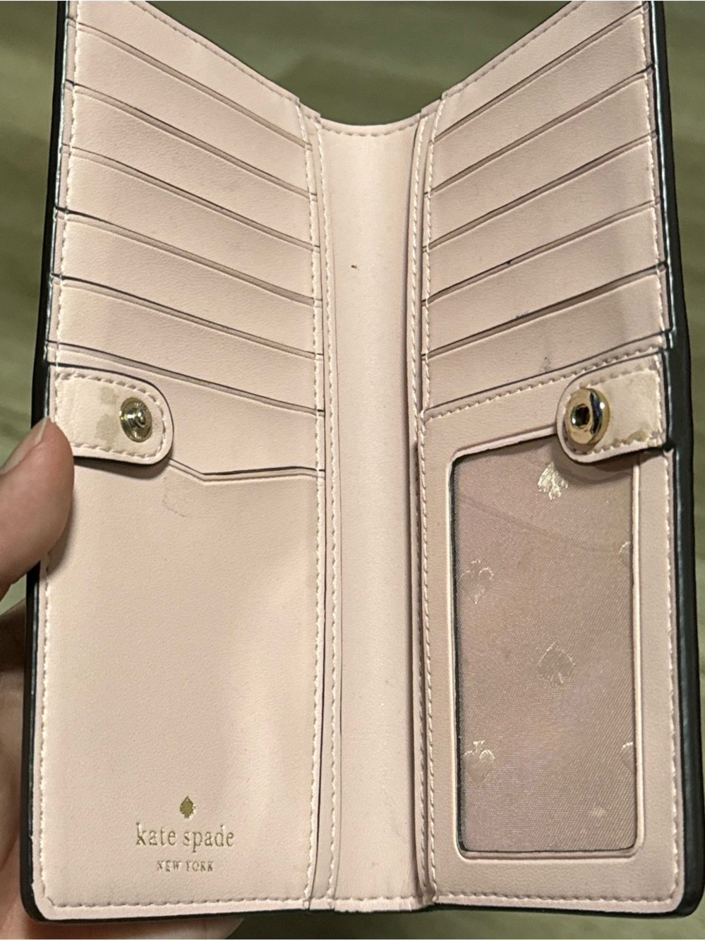kate spade pale pink Saffiano Wallet with silver Logo - Picture 4 of 5